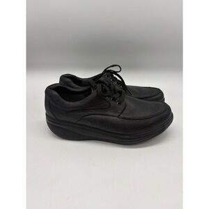 Joya Ortholite Mens 14 Cruiser Black Leather Lace Up Casual Walking Shoes